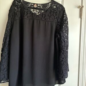 Chico's Black Lace Sleeve Blouse